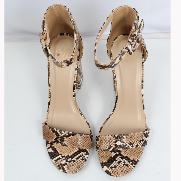 Natural Python Snake Open Toe Ankle Strap Heel - Picture 4 of 6